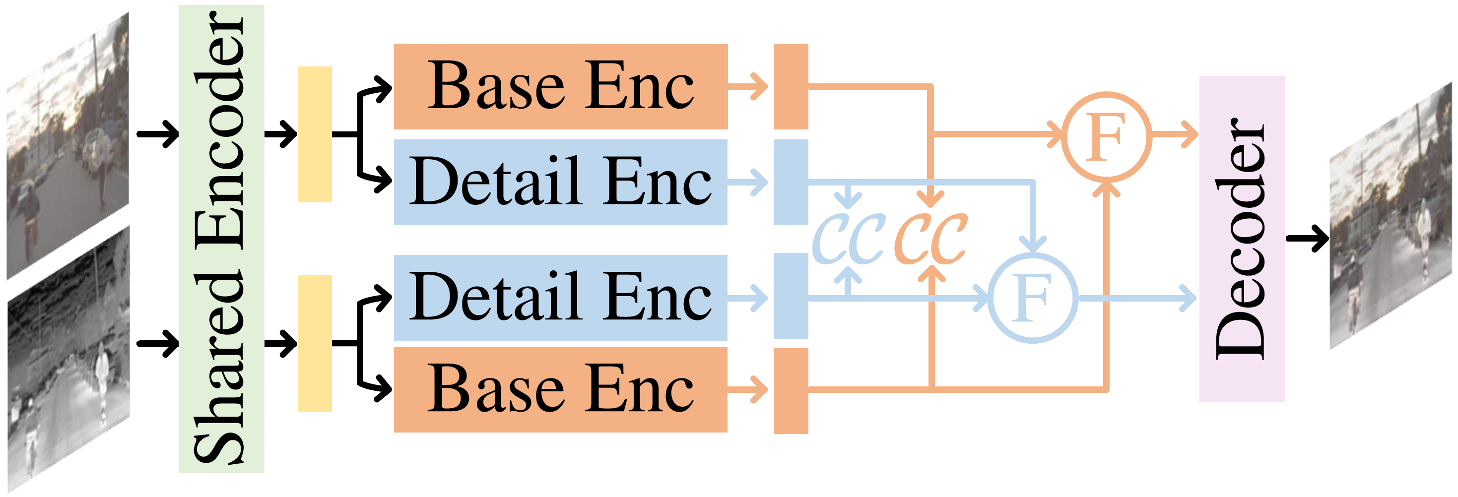 CDDFuse dual-branch base and detail feature decomposition preview